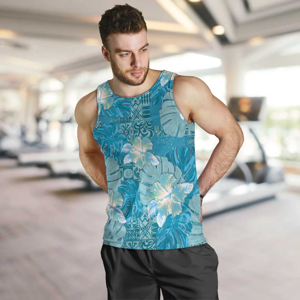 Hawaii Men Tank Top Teal Polynesian Monstera Patterns DT05 Teal - Polynesian Pride