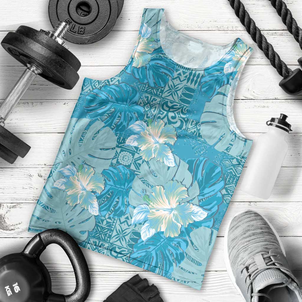 Hawaii Men Tank Top Teal Polynesian Monstera Patterns DT05 - Polynesian Pride