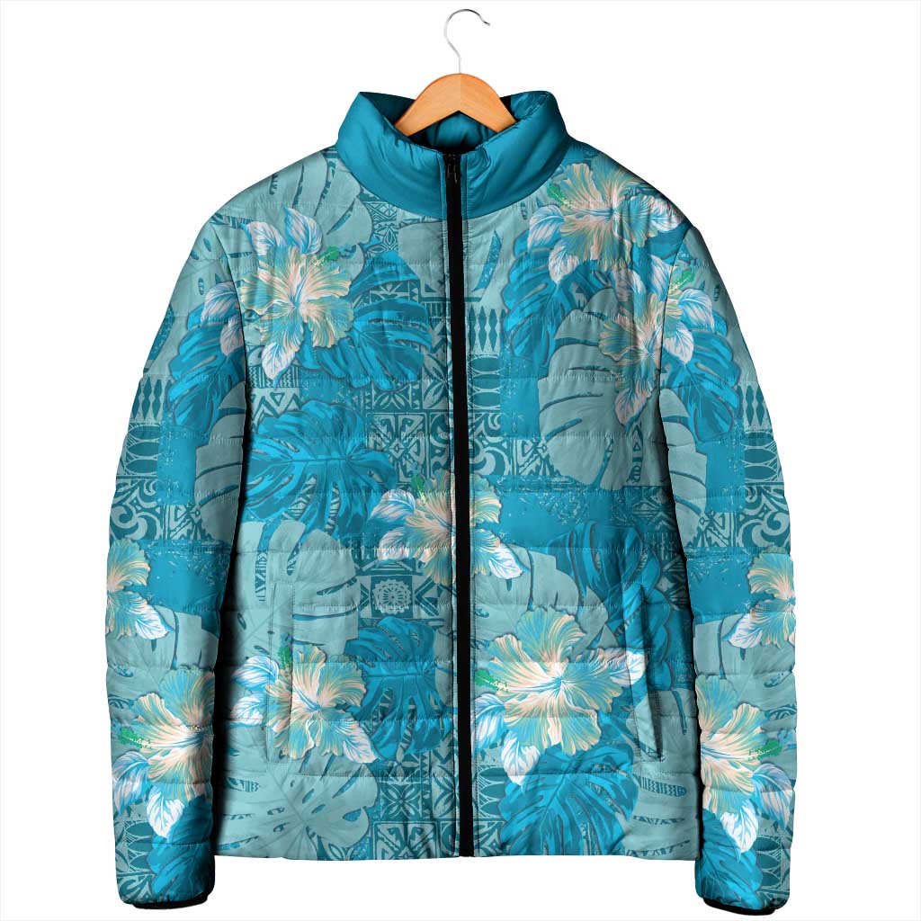 Hawaii Padded Jacket Teal Polynesian Monstera Patterns DT05 - Polynesian Pride