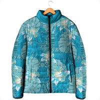 Hawaii Padded Jacket Teal Polynesian Monstera Patterns DT05 - Polynesian Pride