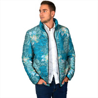 Hawaii Padded Jacket Teal Polynesian Monstera Patterns DT05 - Polynesian Pride