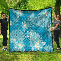 Hawaii Quilt Teal Polynesian Monstera Patterns - Polynesian Pride