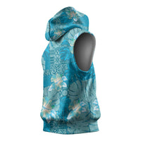 Hawaii Sleeveless Hoodie Teal Polynesian Monstera Patterns DT05 - Polynesian Pride