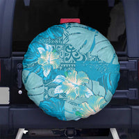Hawaii Spare Tire Cover Teal Polynesian Monstera Patterns - Polynesian Pride