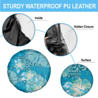 Hawaii Spare Tire Cover Teal Polynesian Monstera Patterns - Polynesian Pride