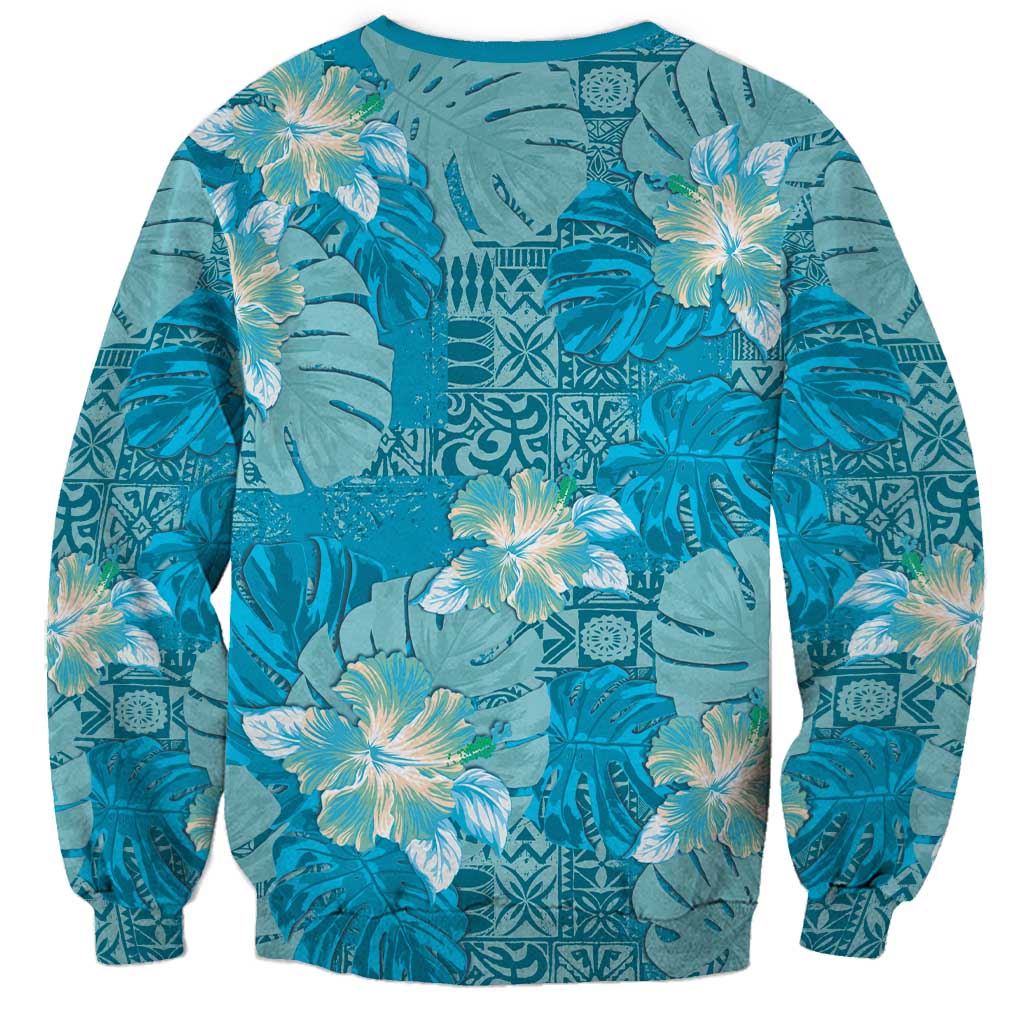 Hawaii Sweatshirt Teal Polynesian Monstera Patterns DT05 - Polynesian Pride
