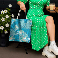Hawaii Tote Bag Teal Polynesian Monstera Patterns DT05 - Polynesian Pride