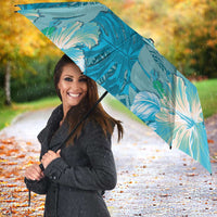 Hawaii Umbrella Teal Polynesian Monstera Patterns - Polynesian Pride