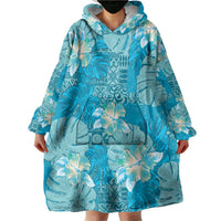 Hawaii Wearable Blanket Hoodie Teal Polynesian Monstera Patterns DT05 - Polynesian Pride