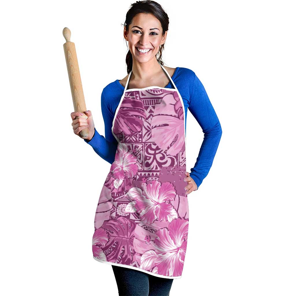 Hawaii Apron Magenta Polynesian Monstera Patterns - Polynesian Pride