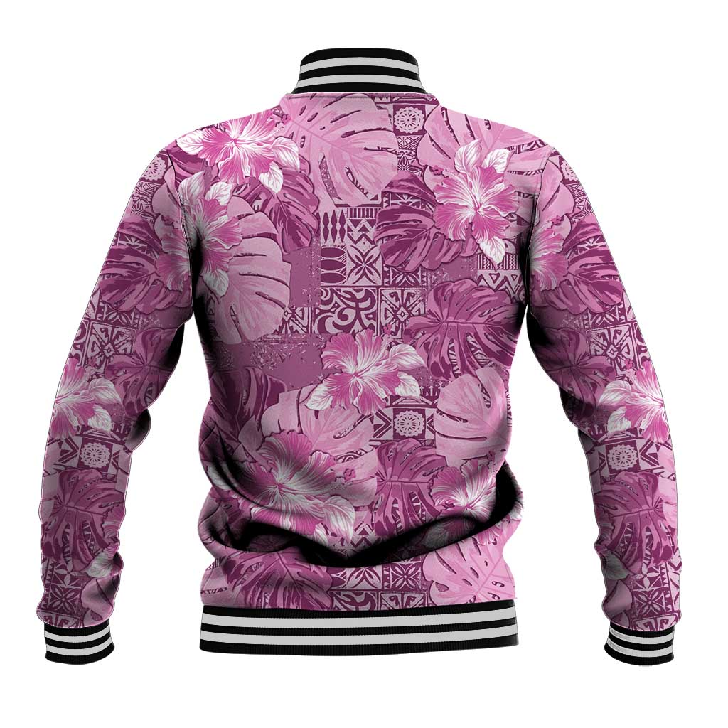 Hawaii Baseball Jacket Magenta Polynesian Monstera Patterns DT05 - Polynesian Pride