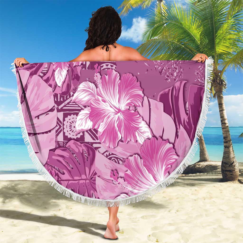 Hawaii Beach Blanket Magenta Polynesian Monstera Patterns DT05 - Polynesian Pride