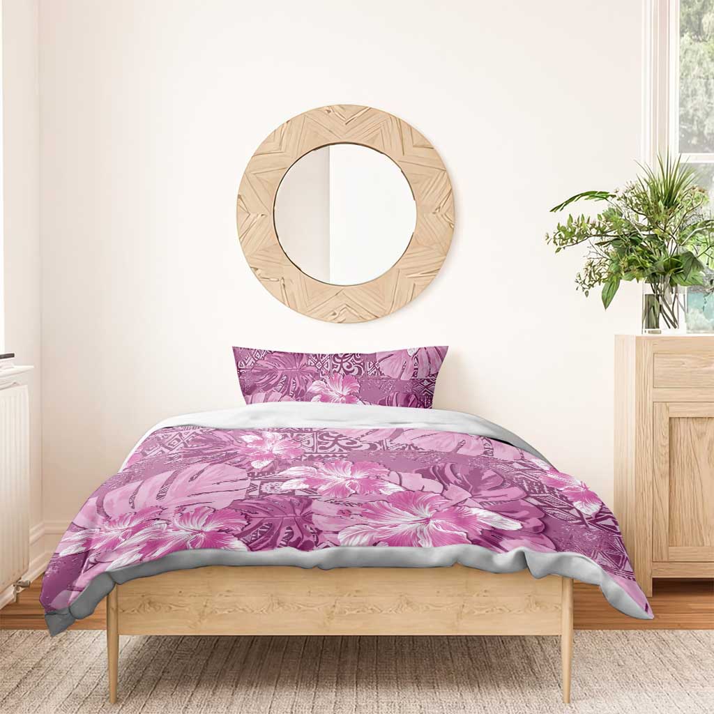 Hawaii Bedding Set Magenta Polynesian Monstera Patterns - Polynesian Pride