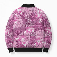 Hawaii Bomber Puffer Jacket Magenta Polynesian Monstera Patterns DT05 - Polynesian Pride