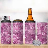 Hawaii 4 in 1 Can Cooler Tumbler Magenta Polynesian Monstera Patterns - Polynesian Pride