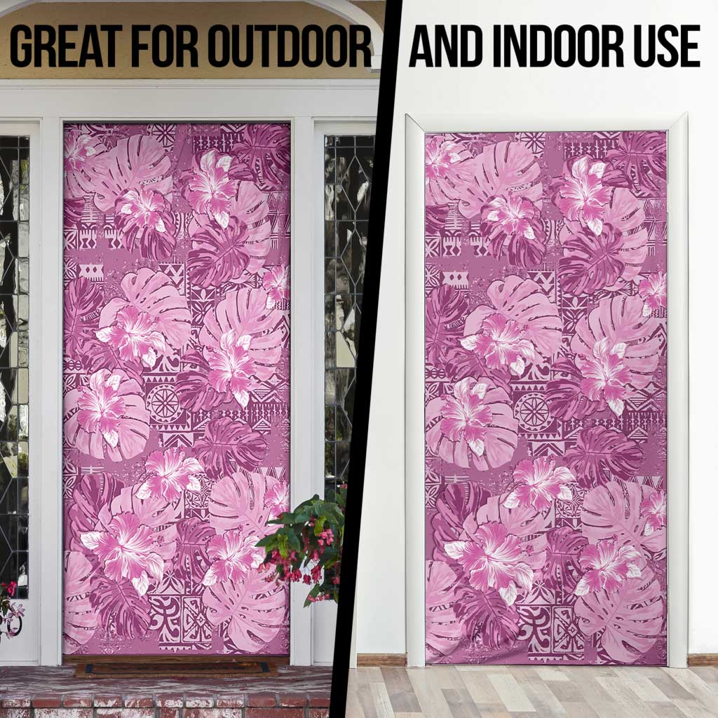 Hawaii Door Cover Magenta Polynesian Monstera Patterns - Polynesian Pride