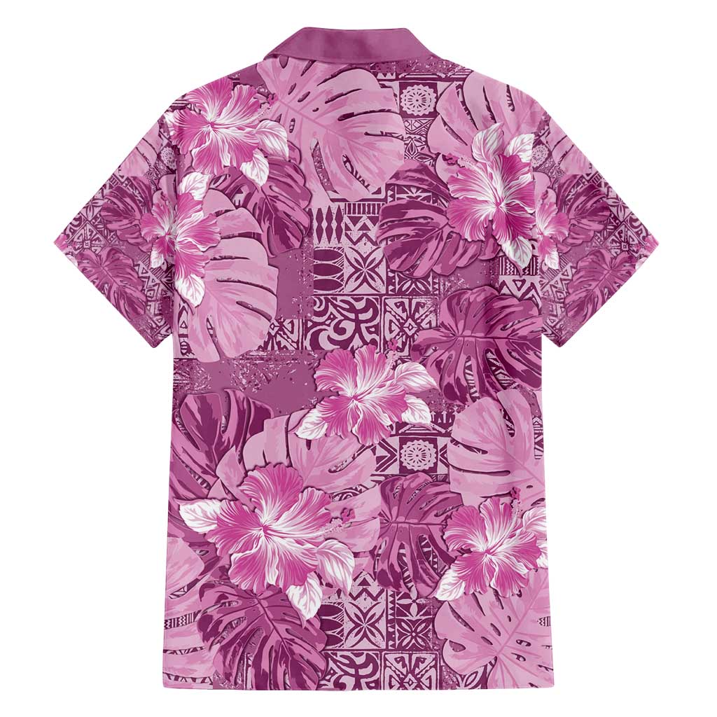 Hawaii Family Matching Puletasi and Hawaiian Shirt Magenta Polynesian Monstera Patterns DT05 - Polynesian Pride