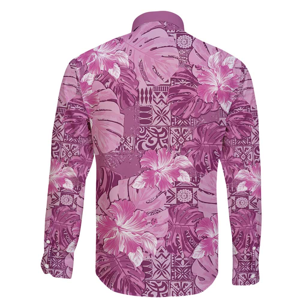 Hawaii Family Matching Puletasi and Hawaiian Shirt Magenta Polynesian Monstera Patterns DT05 - Polynesian Pride