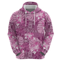 Hawaii Hoodie Magenta Polynesian Monstera Patterns - Polynesian Pride