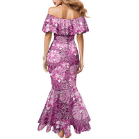 Hawaii Mermaid Dress Magenta Polynesian Monstera Patterns - Polynesian Pride