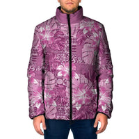 Hawaii Padded Jacket Magenta Polynesian Monstera Patterns DT05 Men Magenta - Polynesian Pride