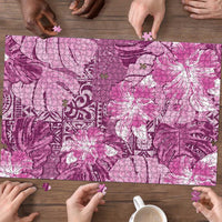 Hawaii Puzzle Magenta Polynesian Monstera Patterns DT05 - Polynesian Pride