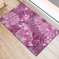 Hawaii Rubber Doormat Magenta Polynesian Monstera Patterns DT05 - Polynesian Pride