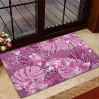 Hawaii Rubber Doormat Magenta Polynesian Monstera Patterns DT05 - Polynesian Pride