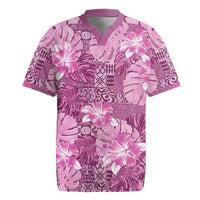 Hawaii Rugby Jersey Magenta Polynesian Monstera Patterns DT05 Magenta - Polynesian Pride