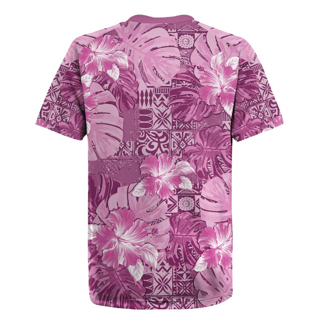 Hawaii Rugby Jersey Magenta Polynesian Monstera Patterns DT05 - Polynesian Pride