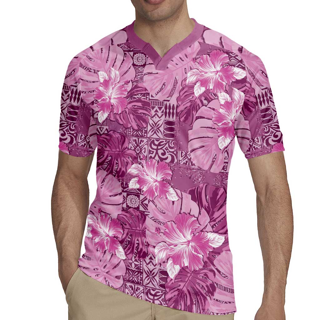 Hawaii Rugby Jersey Magenta Polynesian Monstera Patterns DT05 - Polynesian Pride