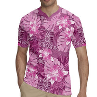 Hawaii Rugby Jersey Magenta Polynesian Monstera Patterns DT05 - Polynesian Pride