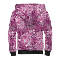 Hawaii Sherpa Hoodie Magenta Polynesian Monstera Patterns DT05 - Polynesian Pride