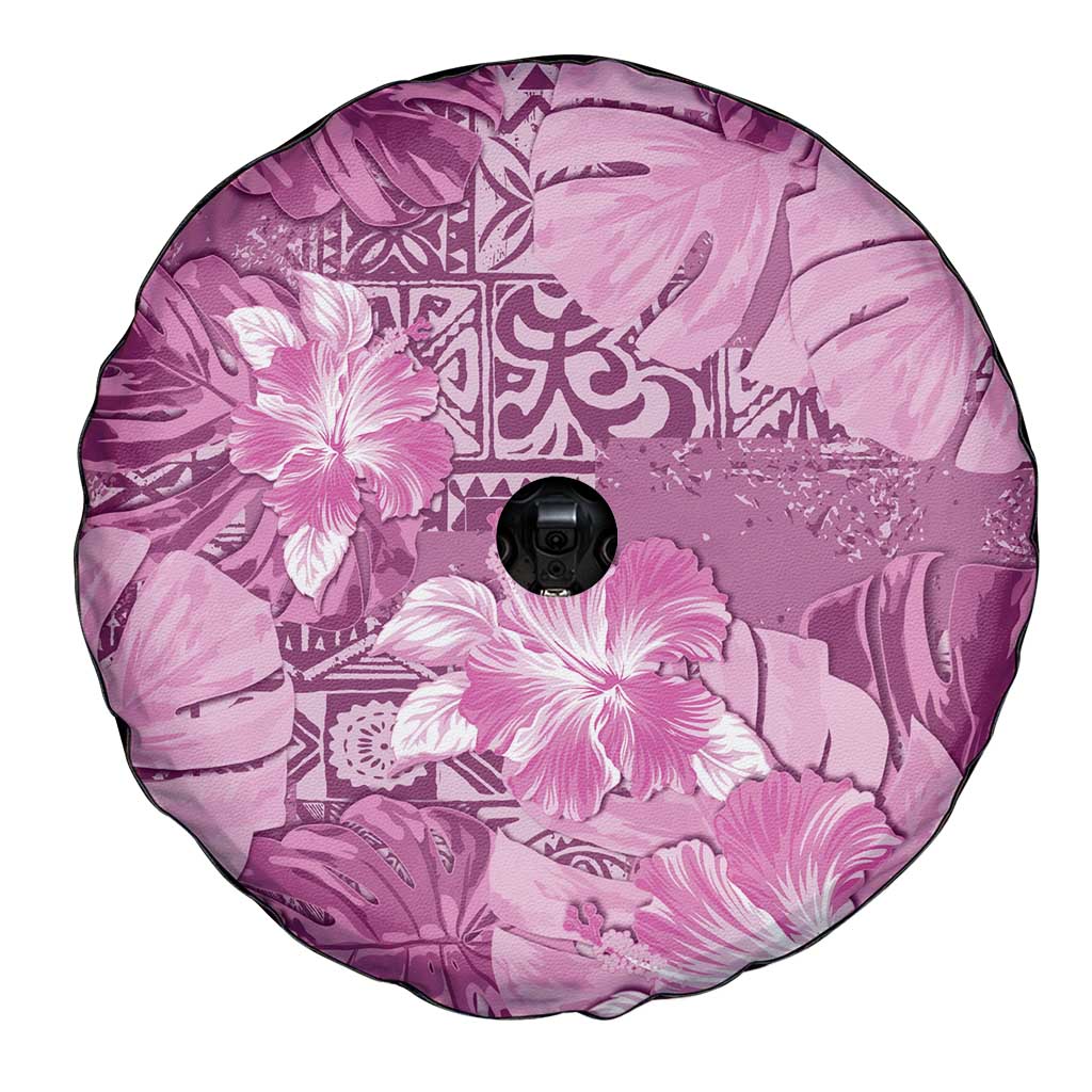 Hawaii Spare Tire Cover Magenta Polynesian Monstera Patterns - Polynesian Pride