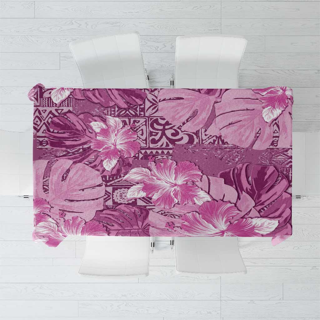 Hawaii Tablecloth Magenta Polynesian Monstera Patterns - Polynesian Pride
