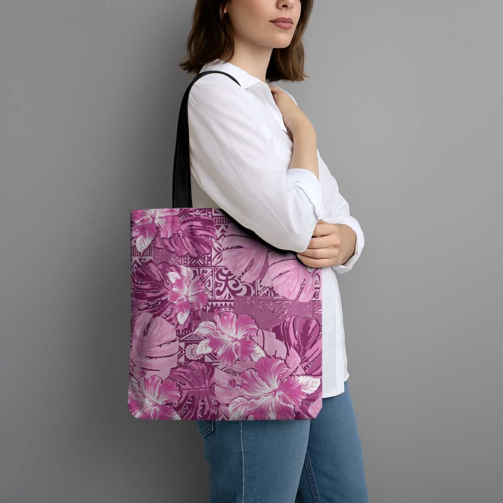 Hawaii Tote Bag Magenta Polynesian Monstera Patterns DT05 - Polynesian Pride