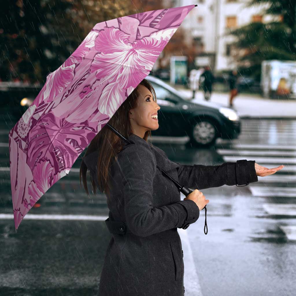 Hawaii Umbrella Magenta Polynesian Monstera Patterns - Polynesian Pride