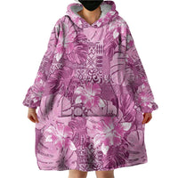 Hawaii Wearable Blanket Hoodie Magenta Polynesian Monstera Patterns DT05 - Polynesian Pride