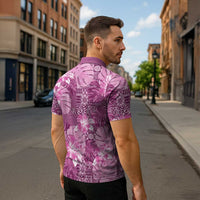 Hawaii Zipper Polo Shirt Magenta Polynesian Monstera Patterns DT05 - Polynesian Pride