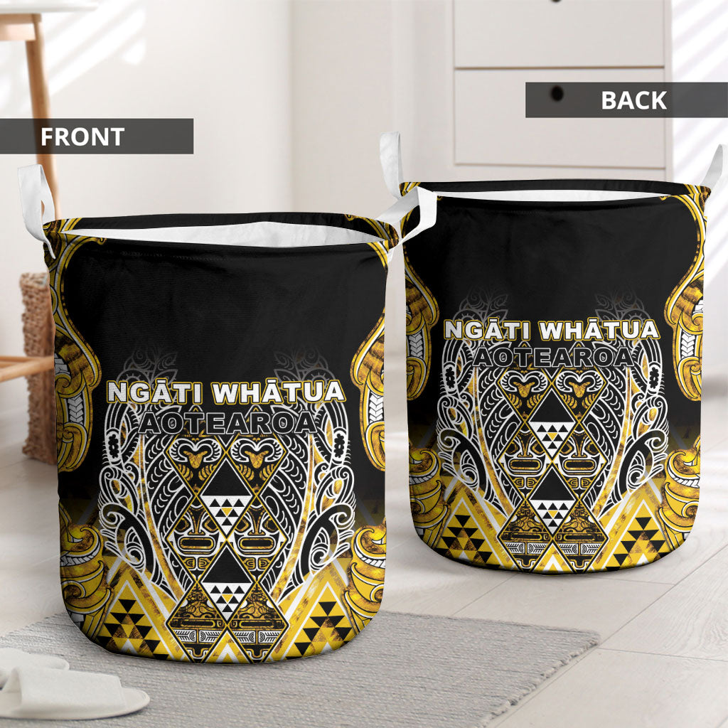 Aotearoa Ngati Whatua Laundry Basket Maori Tribal Gold Paua Shell Pattern DT05 - Polynesian Pride