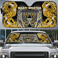 Aotearoa Ngati Whatua Auto Sun Shade Maori Tribal Gold Paua Shell Pattern DT05 Yellow - Polynesian Pride