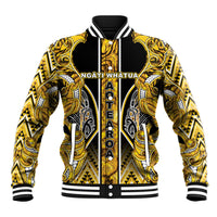 Aotearoa Ngati Whatua Baseball Jacket Maori Tribal Gold Paua Shell Pattern DT05 Unisex Yellow - Polynesian Pride