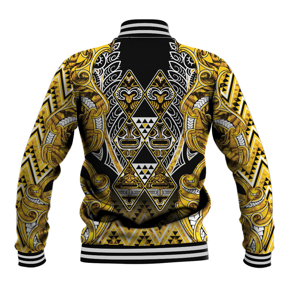 Aotearoa Ngati Whatua Baseball Jacket Maori Tribal Gold Paua Shell Pattern DT05 - Polynesian Pride
