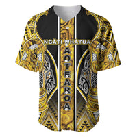 Aotearoa Ngati Whatua Baseball Jersey Maori Tribal Gold Paua Shell Pattern DT05 Yellow - Polynesian Pride