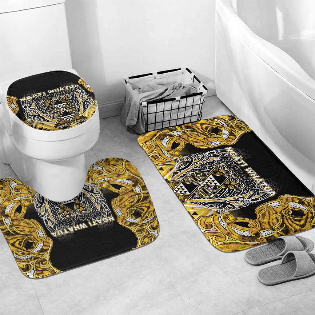 Aotearoa Ngati Whatua Bathroom Set Maori Tribal Gold Paua Shell Pattern DT05 Mat Set Only (3 pcs) One Size Yellow - Polynesian Pride