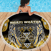 Aotearoa Ngati Whatua Beach Blanket Maori Tribal Gold Paua Shell Pattern DT05 - Polynesian Pride