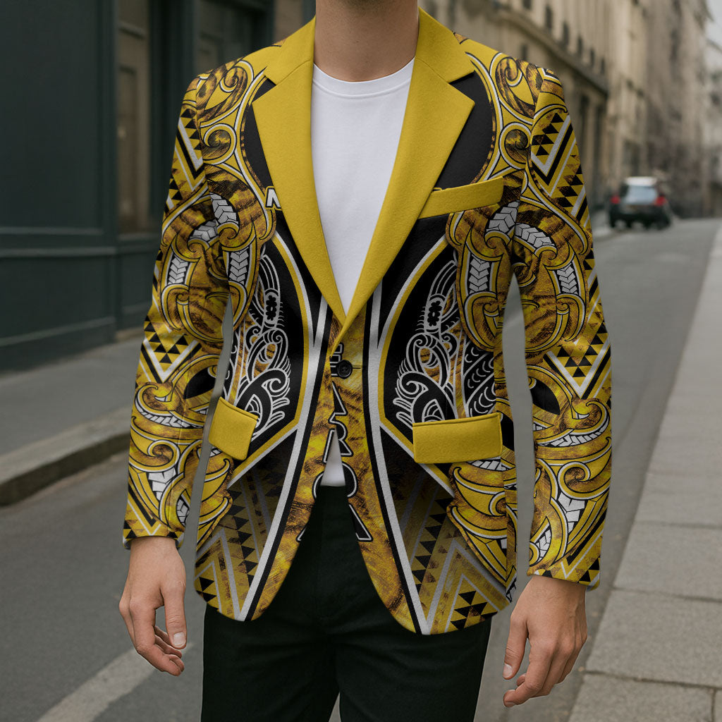 Aotearoa Ngati Whatua Blazer Maori Tribal Gold Paua Shell Pattern DT05 - Polynesian Pride