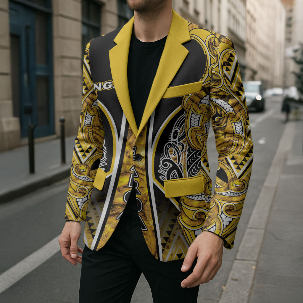 Aotearoa Ngati Whatua Blazer Maori Tribal Gold Paua Shell Pattern DT05 - Polynesian Pride