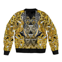 Aotearoa Ngati Whatua Bomber Jacket Maori Tribal Gold Paua Shell Pattern DT05 - Polynesian Pride
