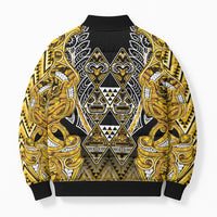 Aotearoa Ngati Whatua Bomber Puffer Jacket Maori Tribal Gold Paua Shell Pattern DT05 - Polynesian Pride